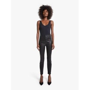 Mother The Swooner‎ Ankle Jeans Women 27 Black Coated High Rise Skinny Wet Paint